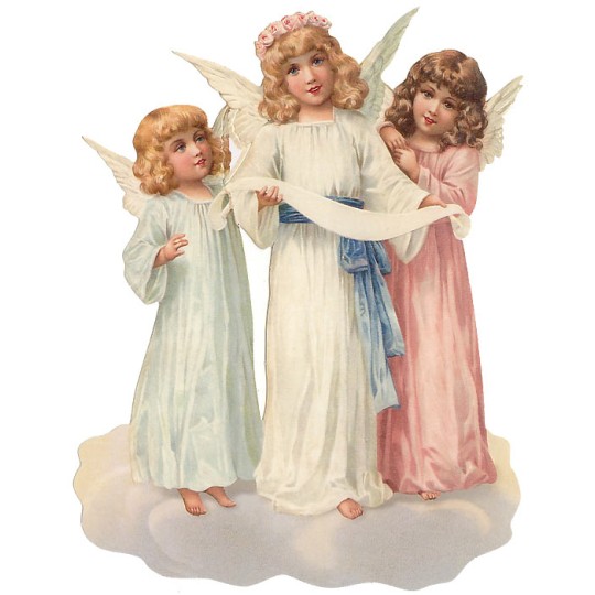 Large Scrap with Trio of Standing Angels ~ Germany ~ New for 2014
